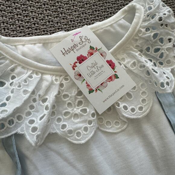 NWT Harper Liz Boutique Chambray Pinnie With Eyelet Tank ~ 120 - Picture 3 of 10